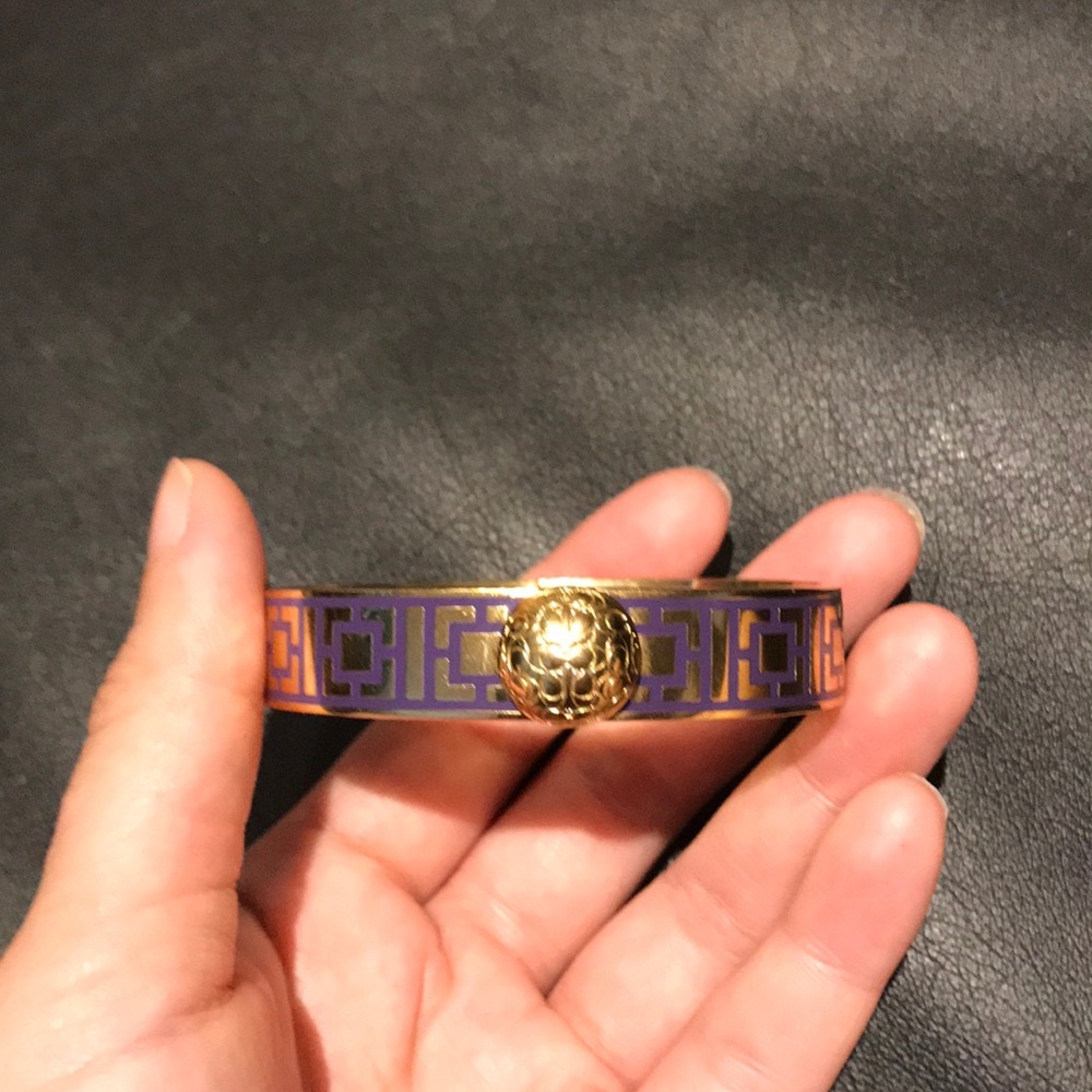 Coach Vintage Enamel Cube print Cuff Bangle Geometric pattern wide retro